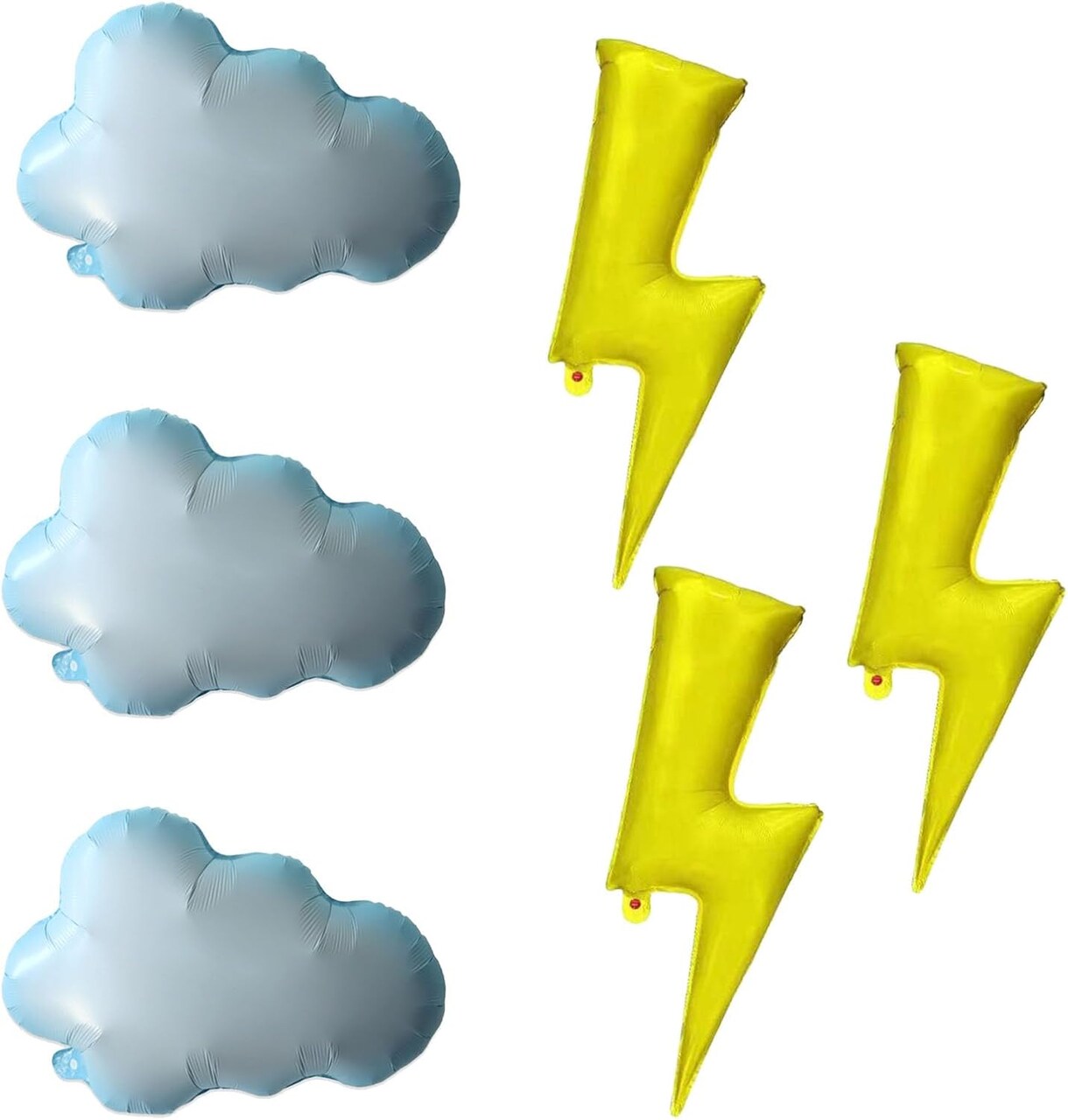 6PCS Lightning Bolt & Cloud Mylar Balloons – Foil Party Balloons for Birthday, Wedding, Baby Shower, and Themed Decorations (Yellow)